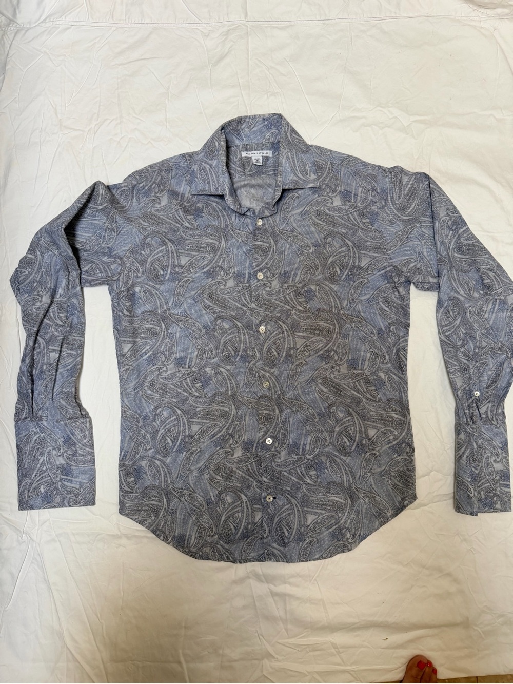 Banana Republic Blue Paisley Long-Sleeve Dress Shirt